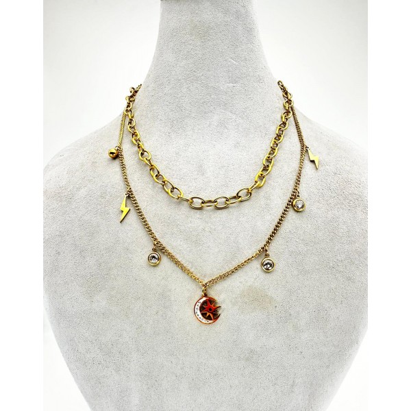 Gold İkili Figürlü Kolye